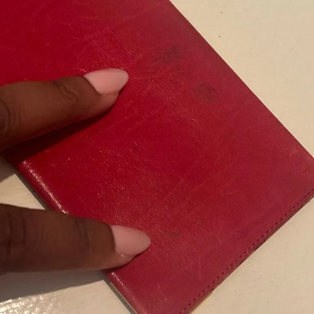 Vintage YSL Bifold Long Wallet Red Leather Gold Accent Sleek Iconic Bold Luxury